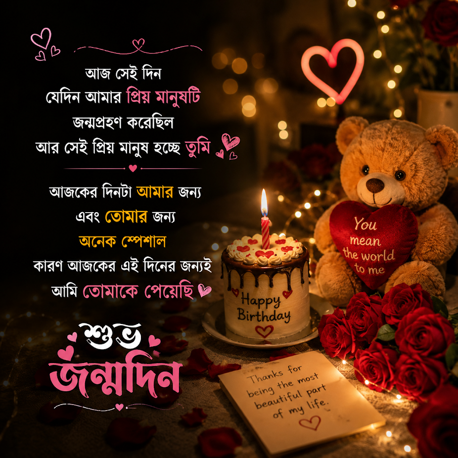 প্রিয় মানুষের জন্য জন্মদিনের শুভেচ্ছা ও স্ট্যাটাস 