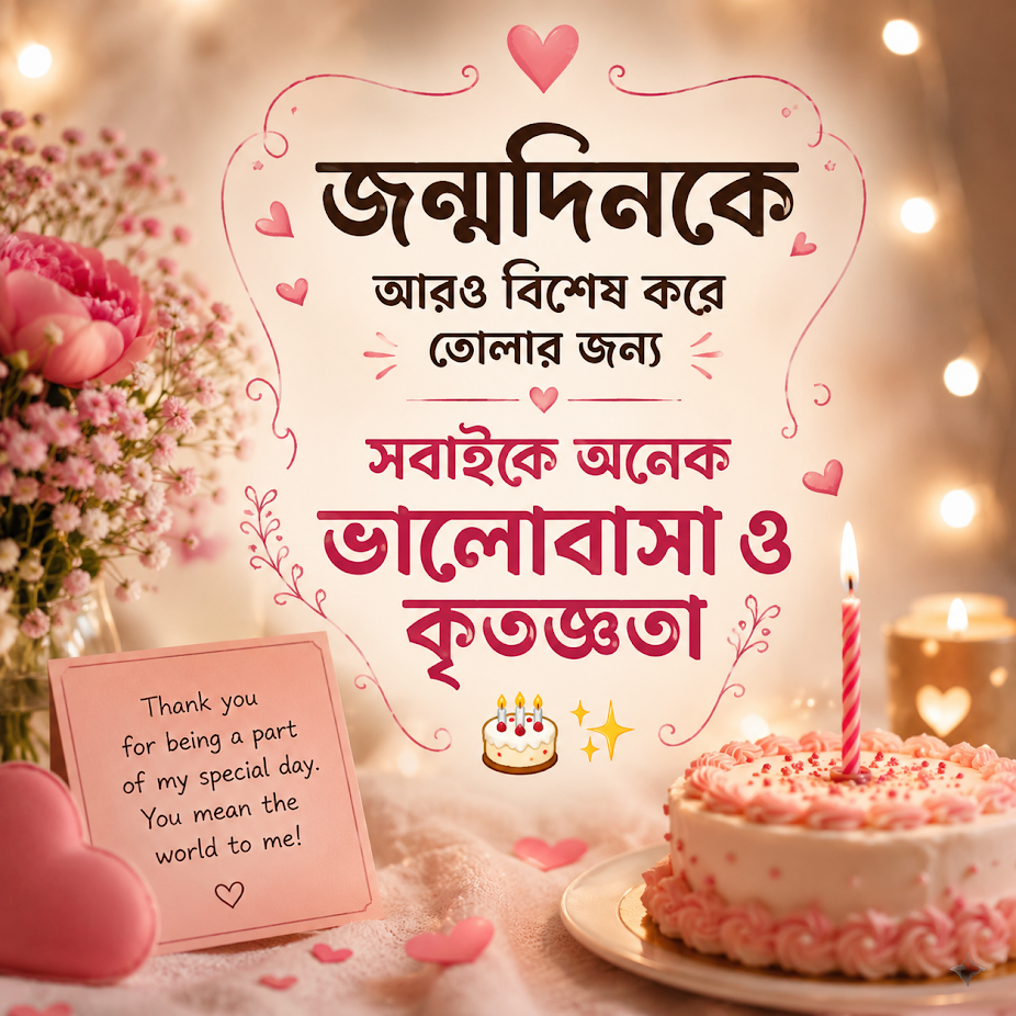 প্রিয় মানুষের জন্য জন্মদিনের শুভেচ্ছা ও স্ট্যাটাস 